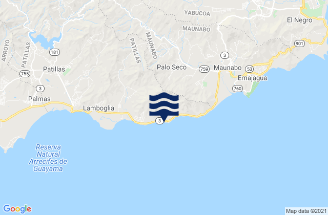 Mappa delle maree di Guardarraya Barrio, Puerto Rico