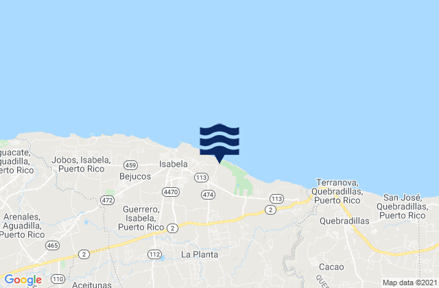 Mappa delle maree di Guayabos Barrio, Puerto Rico