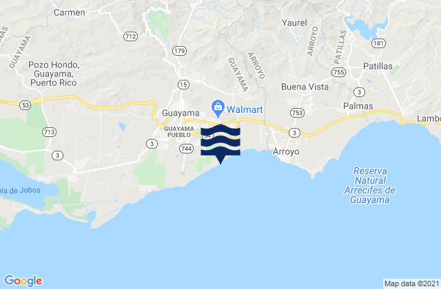 Mappa delle maree di Guayama Municipio, Puerto Rico