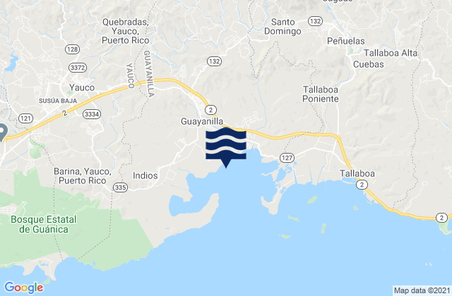 Mappa delle maree di Guayanilla Municipio, Puerto Rico