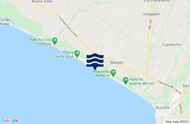 Mappa delle maree di Guaymango, El Salvador