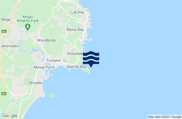 Mappa delle maree di Guerilla Bay, Australia