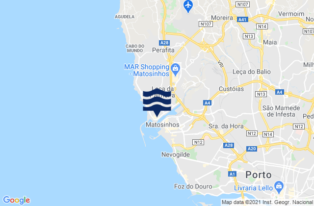 Mappa delle maree di Guifões, Portugal
