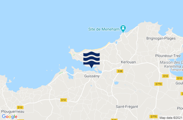 Mappa delle maree di Guissény, France