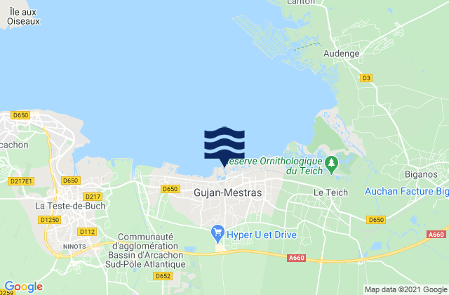 Mappa delle maree di Gujan-Mestras, France