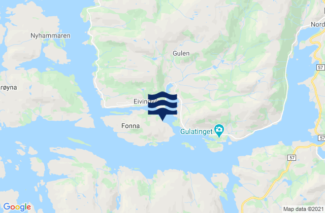 Mappa delle maree di Gulen, Norway