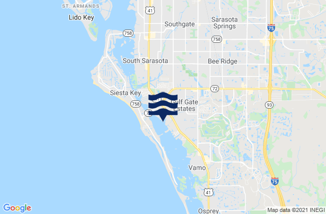 Mappa delle maree di Gulf Gate Estates, United States