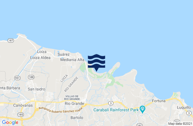 Mappa delle maree di Guzmán Abajo Barrio, Puerto Rico