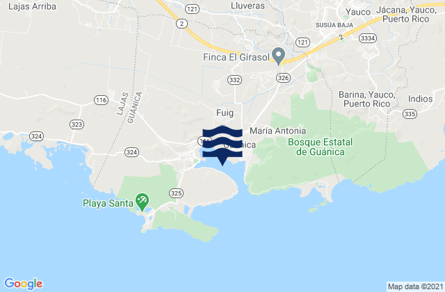Mappa delle maree di Guánica Barrio-Pueblo, Puerto Rico