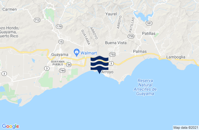 Mappa delle maree di Guásimas Barrio, Puerto Rico