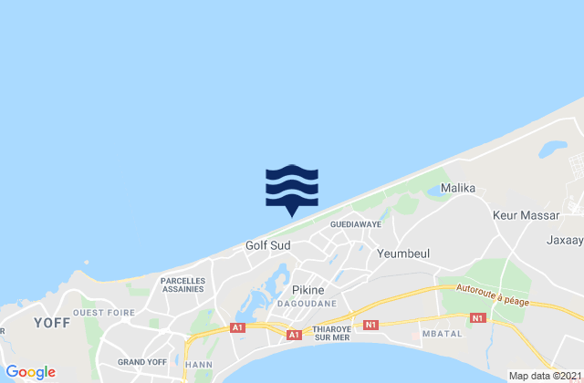 Mappa delle maree di Guédiawaye Department, Senegal