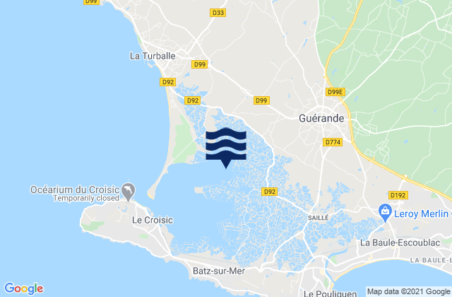Mappa delle maree di Guérande, France