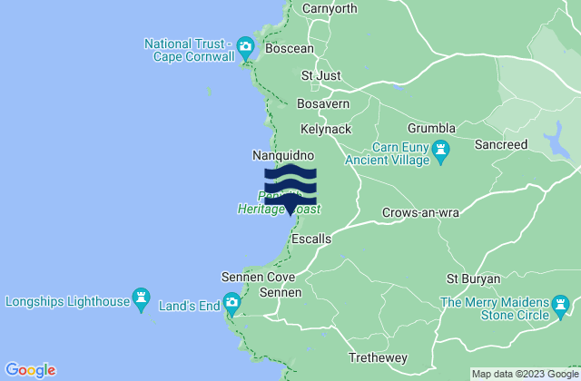 Mappa delle maree di Gwenver Beach, United Kingdom