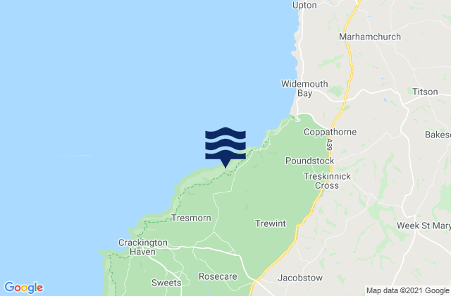 Mappa delle maree di Gwenvor, United Kingdom
