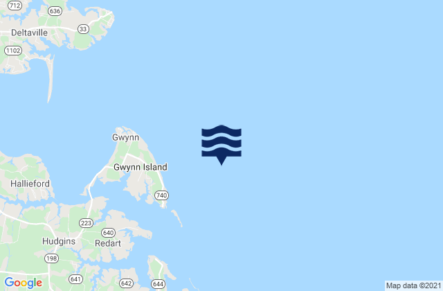 Mappa delle maree di Gwynn Island 1.5 n.mi. east of, United States