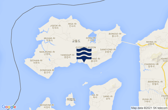 Mappa delle maree di Gyodong, South Korea