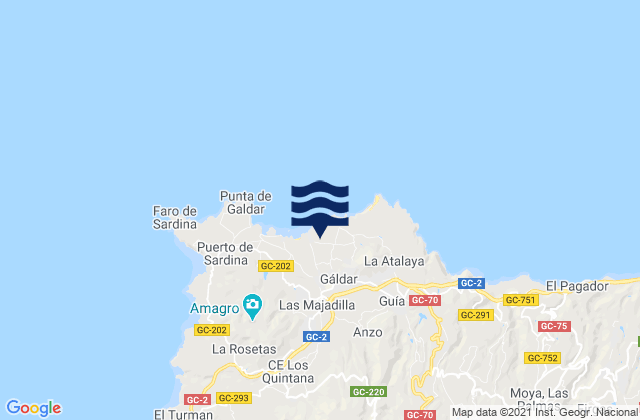 Mappa delle maree di Gáldar, Spain