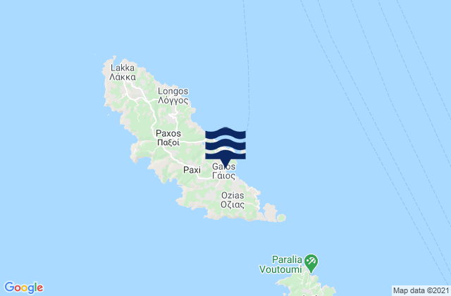 Mappa delle maree di Gáïos, Greece