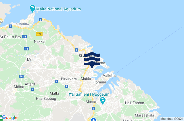Mappa delle maree di Gżira, Malta