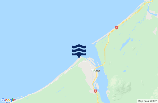 Mappa delle maree di Haast Beach, New Zealand