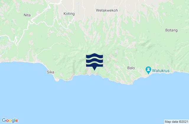 Mappa delle maree di Habingkloang, Indonesia