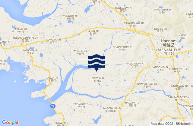 Mappa delle maree di Haenam-gun, South Korea