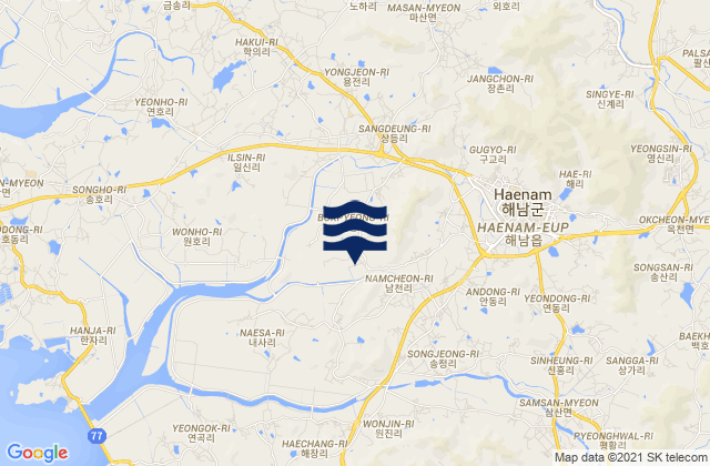 Mappa delle maree di Haenam, South Korea