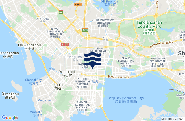 Mappa delle maree di Haikuotiankong, China