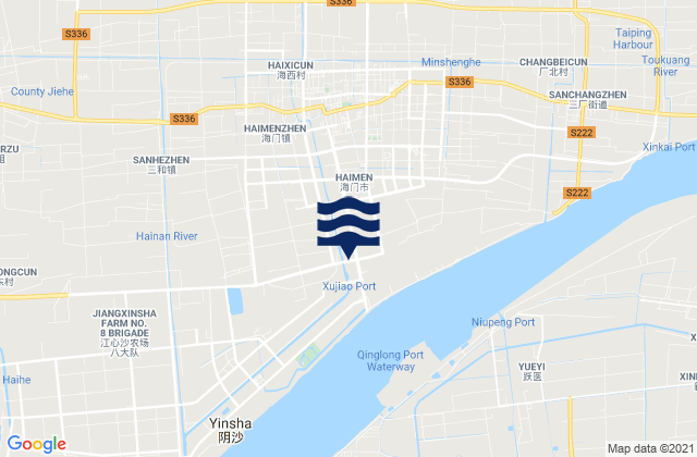 Mappa delle maree di Haimen, China