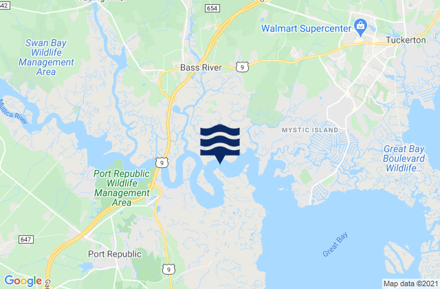 Mappa delle maree di Hainesport South Branch, United States