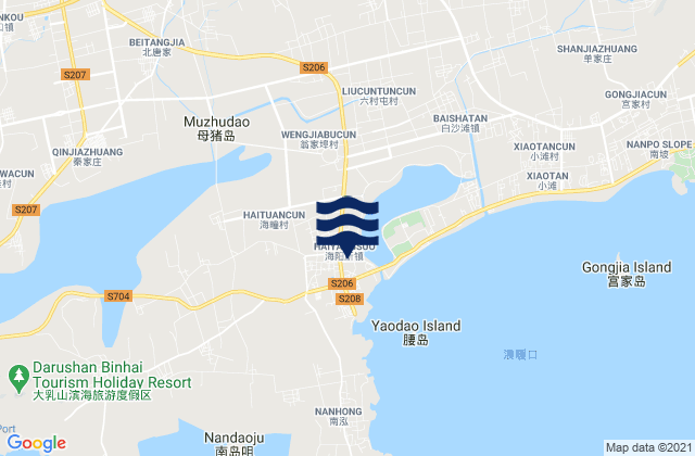 Mappa delle maree di Haiyangsuo, China