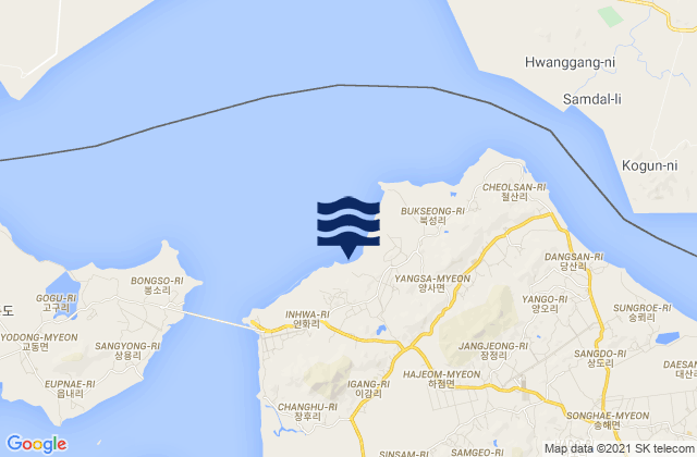 Mappa delle maree di Hajeom, South Korea
