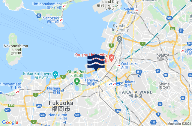 Mappa delle maree di Hakata-Hunadamari, Japan