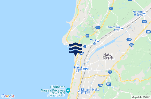Mappa delle maree di Hakui Shi, Japan