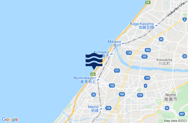 Mappa delle maree di Hakusan Shi, Japan