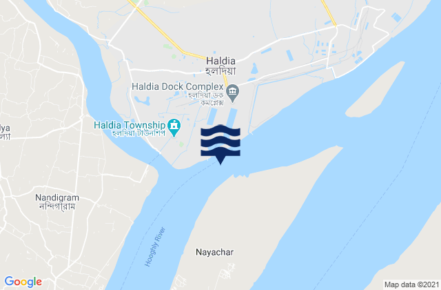 Mappa delle maree di Haldia, India