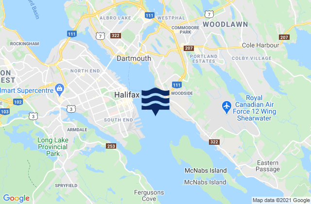 Mappa delle maree di Halifax Harbour, Canada