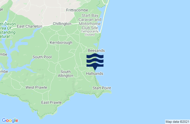 Mappa delle maree di Hallsands Beach, United Kingdom