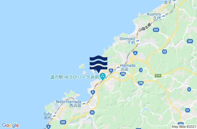 Mappa delle maree di Hamada (Hampton), Japan