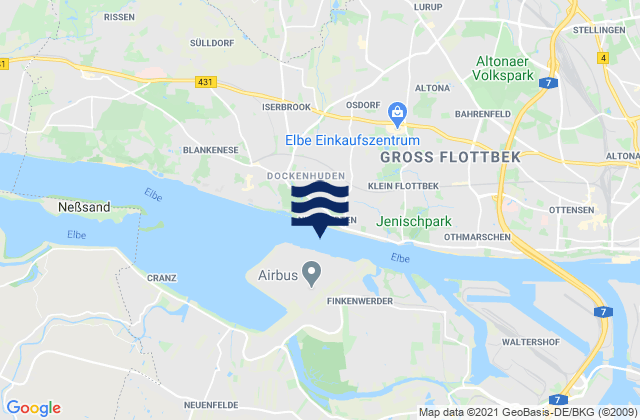 Mappa delle maree di Hamburg, Denmark