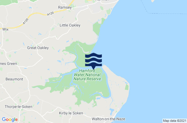 Mappa delle maree di Hamford Water, United Kingdom