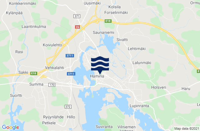Mappa delle maree di Hamina, Finland