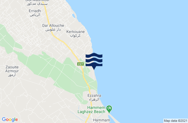 Mappa delle maree di Hammam El Guezaz, Tunisia