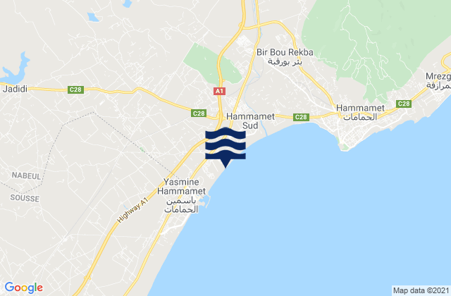 Mappa delle maree di Hammamet, Tunisia