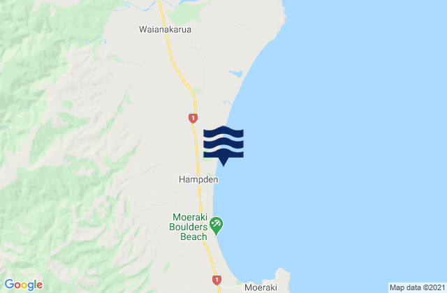 Mappa delle maree di Hampden Beach, New Zealand