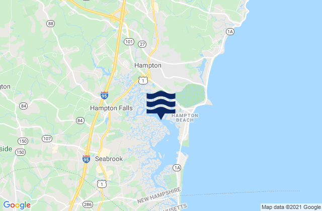 Mappa delle maree di Hampton Falls, United States
