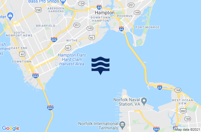 Mappa delle maree di Hampton Roads, United States