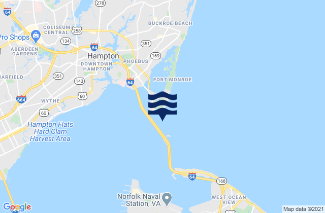 Mappa delle maree di Hampton Roads entrance midchannel, United States