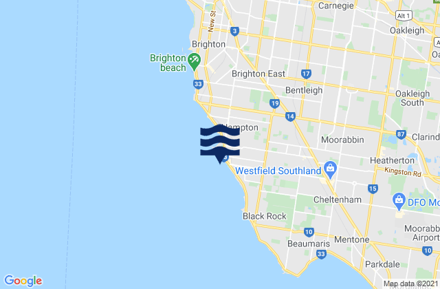 Mappa delle maree di Hampton, Australia