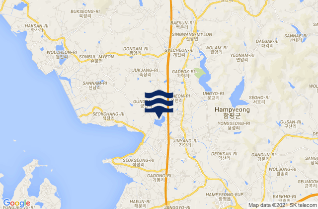 Mappa delle maree di Hampyeong-gun, South Korea